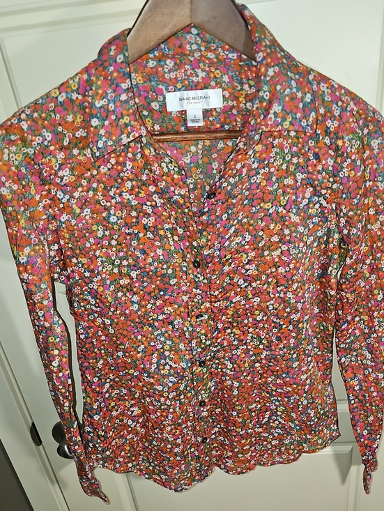Isaac Mizrahi Tops - Isaac Mizrahi Women's Orange Multicolor Floral Shirt Size S